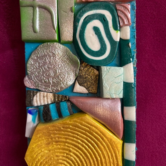 Handmade Polymer Clay Mosaic Art “Protection”   Plaque Original On Wood - Picture 10 of 10